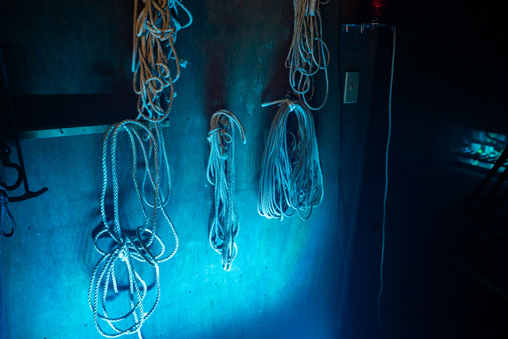 何に使われたのかわからないロープ類が不気味さを感じさせる