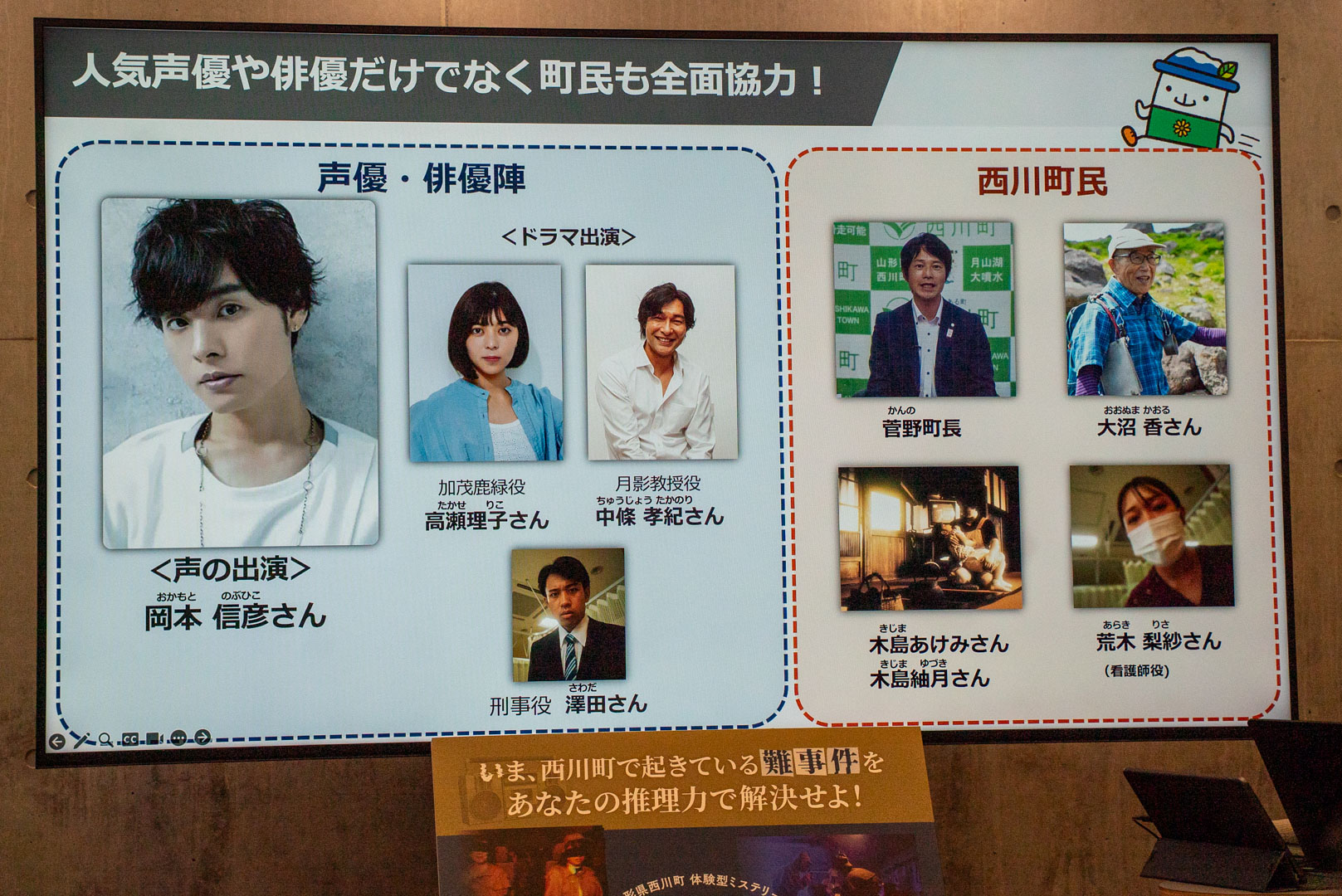 このミステリーを盛り上げる西川町と出演者たち