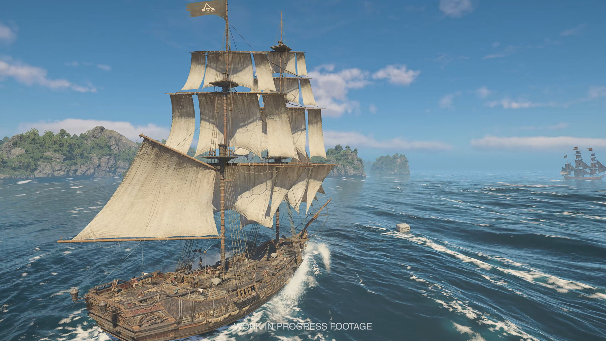 傍らに服を着た子猿を乗せての航海。とてもかわいい