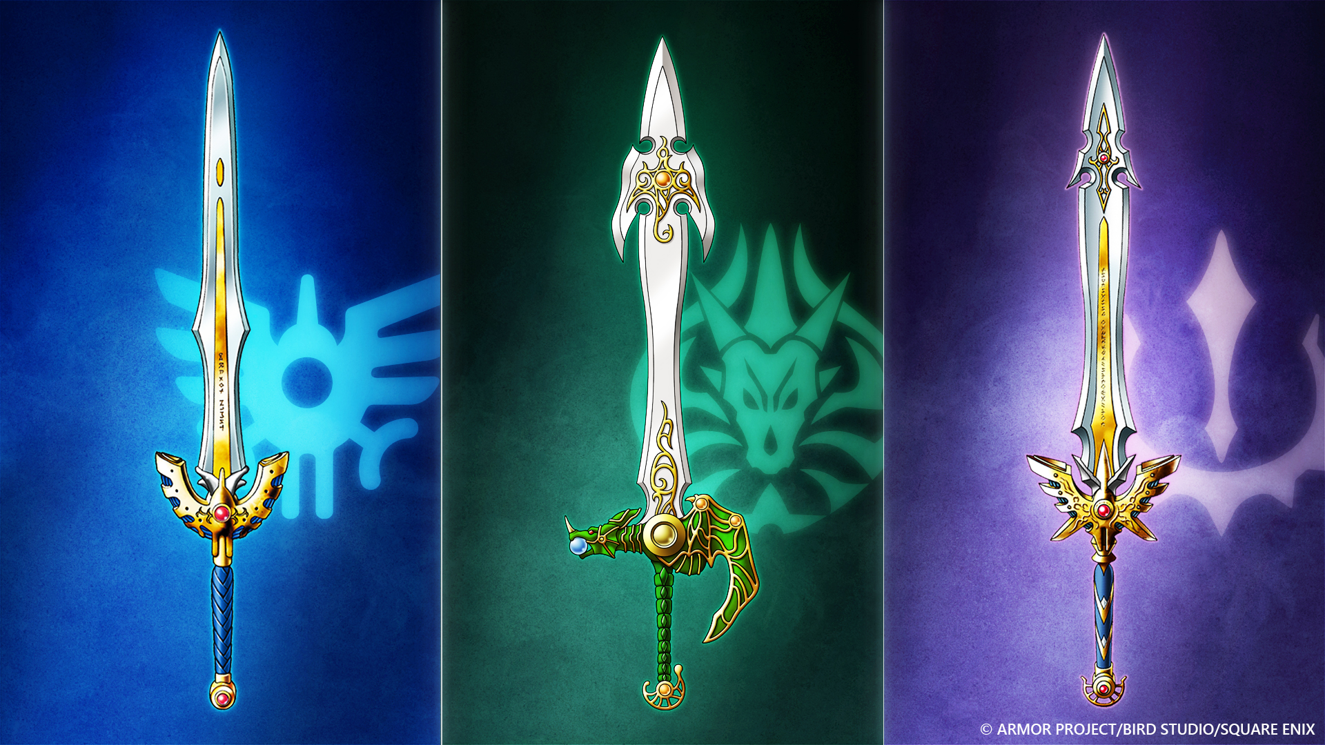 原寸大サイズのロトの剣、天空の剣、勇者の剣・改の展示