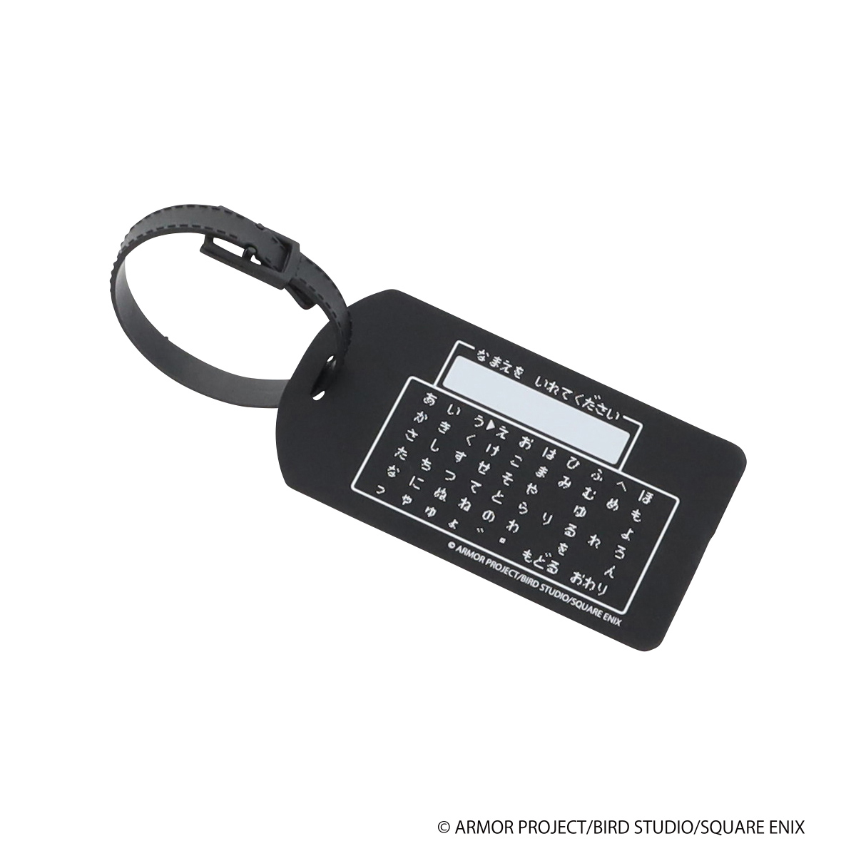 表面はスライムのシルエット、裏面はなまえ入力画面をイメージしたネームプレート付き