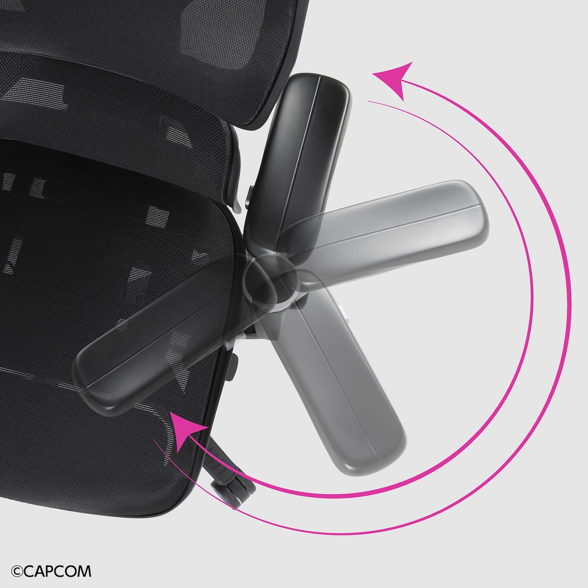 高さや角度を自在に変えられるアームレスト