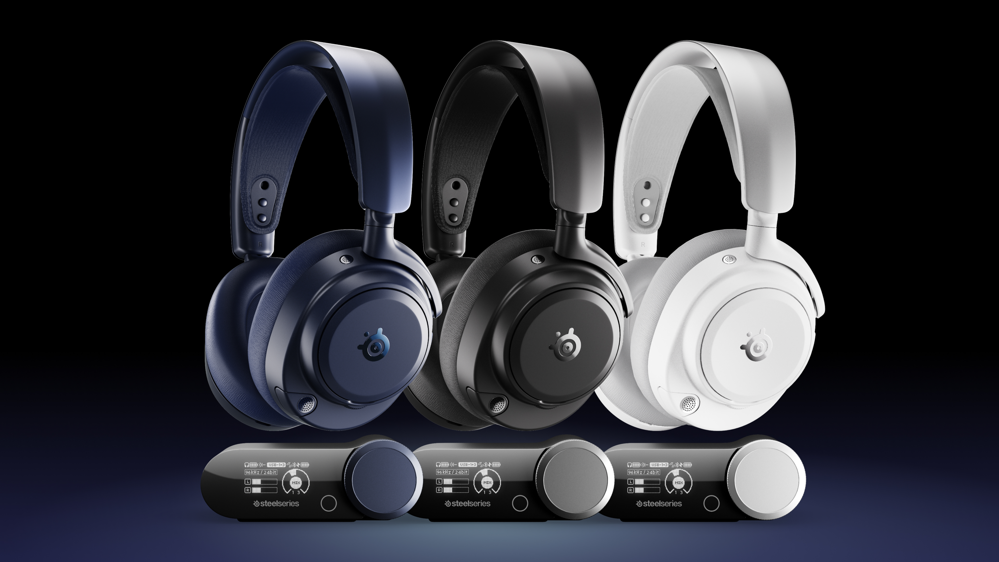 Black（ブラック）、White（ホワイト）、Midnight Blue（ミッドナイトブルー）の3⾊が展開される