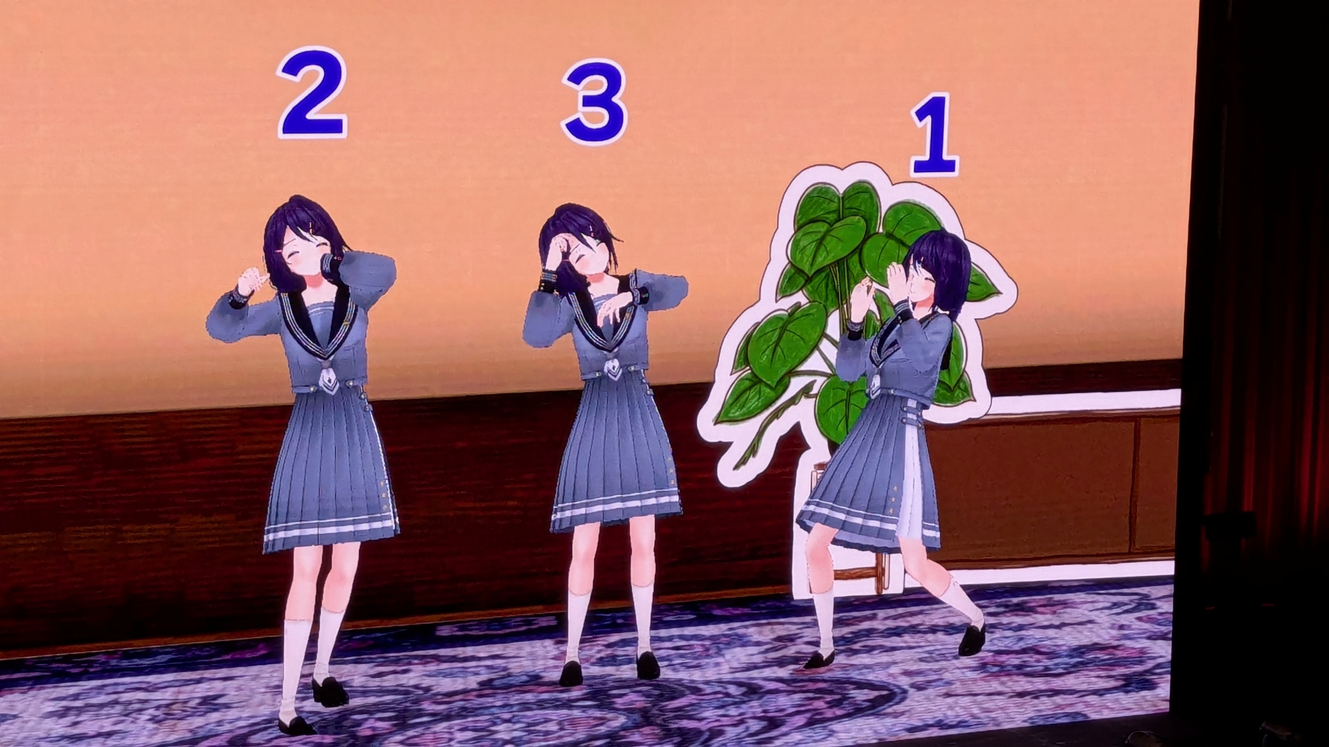 どんな動きでほかのメンバーになりきるかというのと、当てる側がそのメンバーのことをどれだけ理解しているか、という両方の側面で面白い名企画。大画面ガチ恋距離もありました
