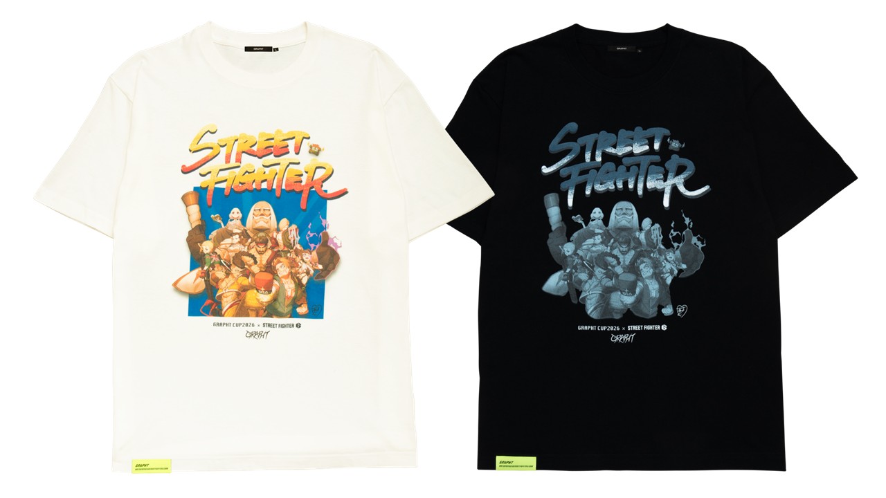 「ストリートファイター」シリーズの歴代パッケージアートを思わせるTシャツ