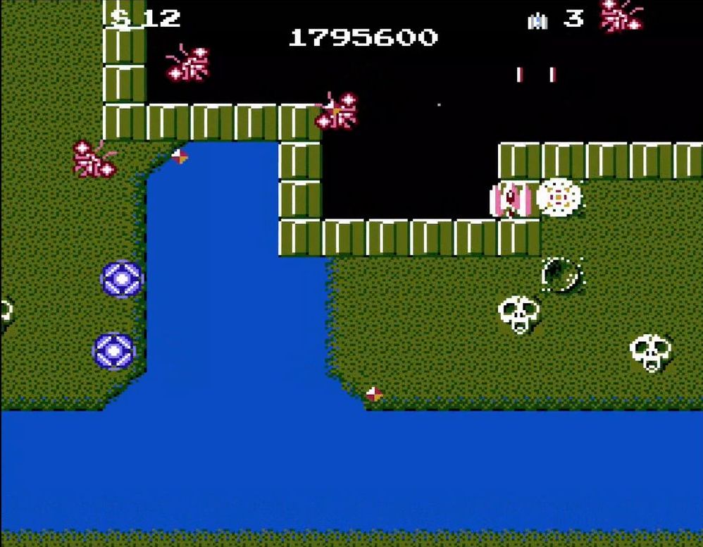 「Pマーク」を撃つと出現するパワーカプセルを取るとシーザーがパワーアップする