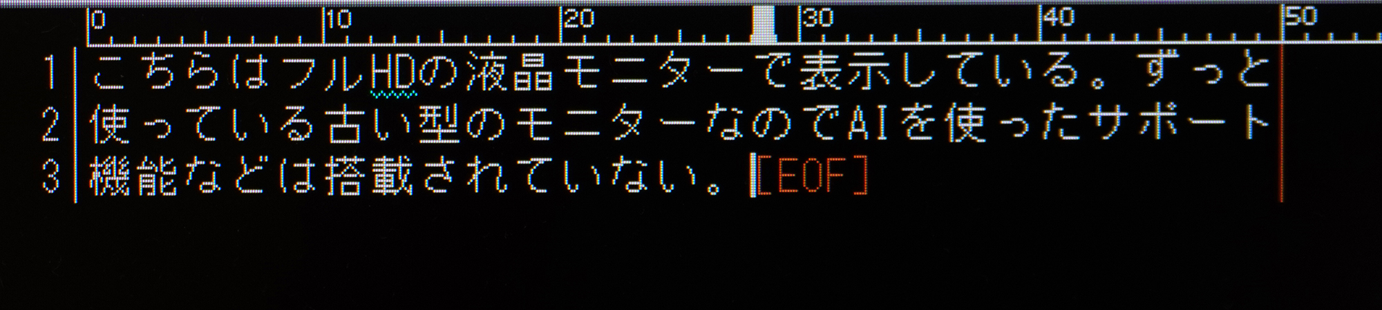 筆者が仕事で使っているフルHDモニターで表示したテキスト