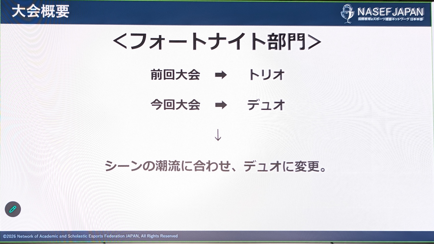 「フォートナイト」については、第2回でデュオ、第3回でトリオだったが、第4回大会は再びデュオとなる