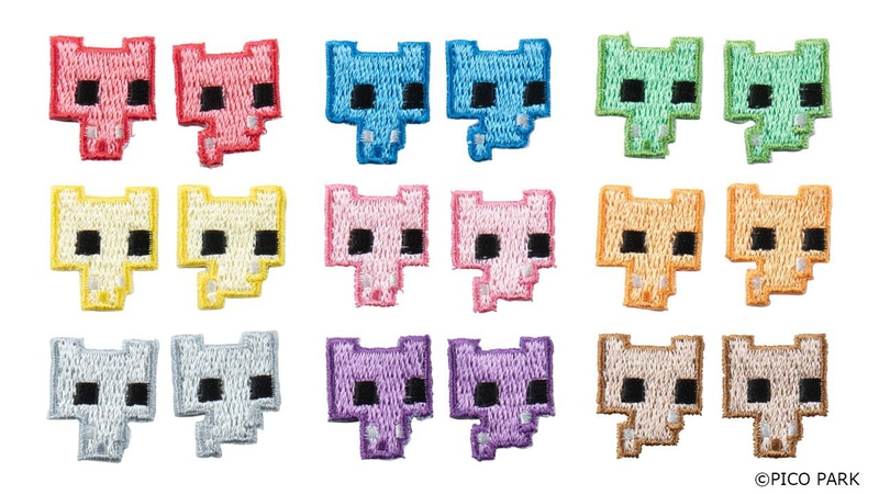 PICO PARK 刺繍ステッカー 「ピコキャット」(9カラー、各2点セット)各1,320円