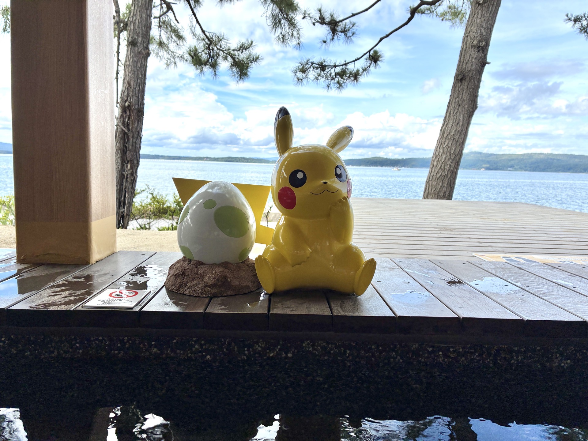 どこかのんびりとしたポケモンたちと足湯に浸かれる