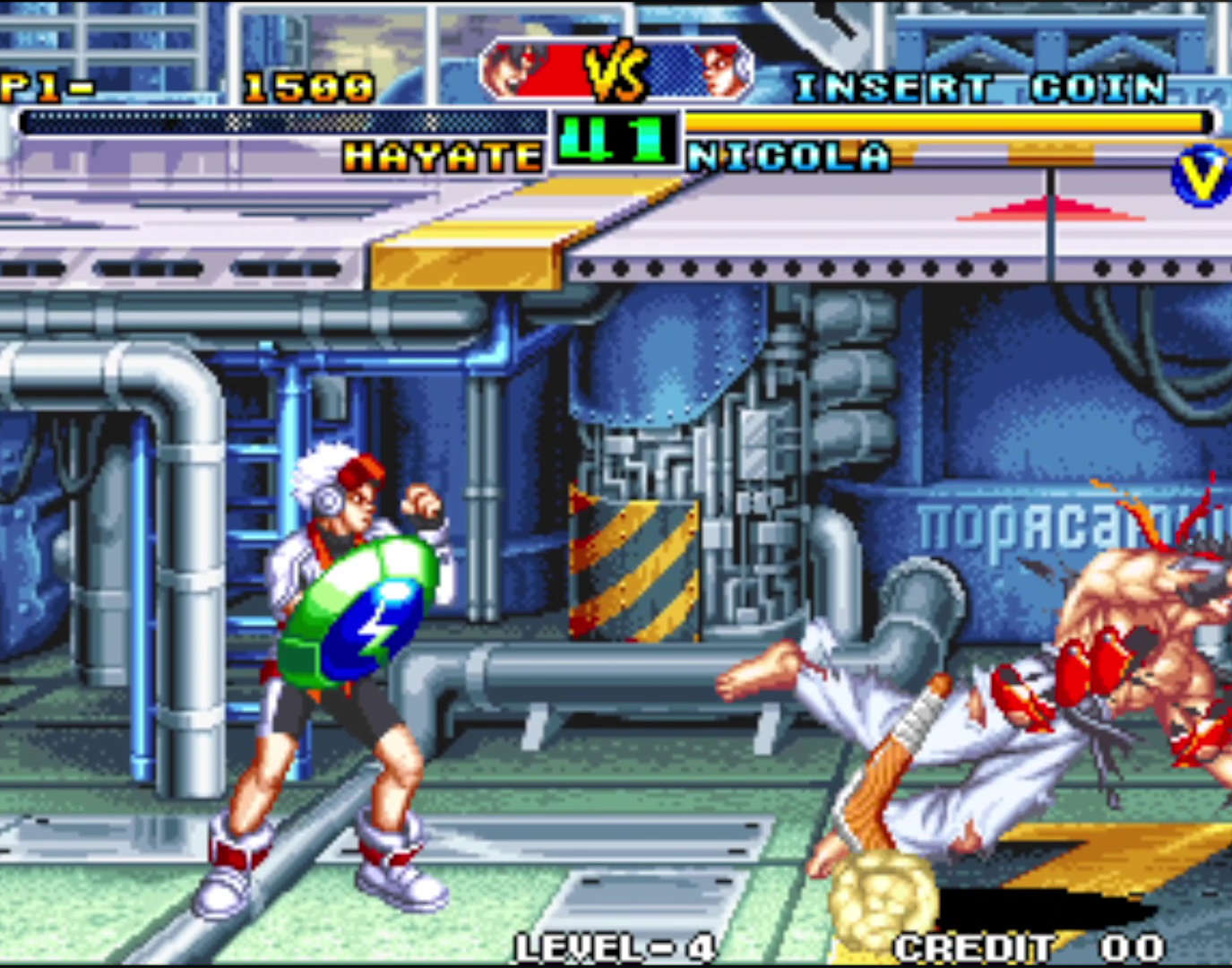 誰に向けているのか分からない、男キャラのみ脱衣要素を実装。画面はPS4版アケアカNEOGEO「風雲黙示録 〜格闘創世〜」