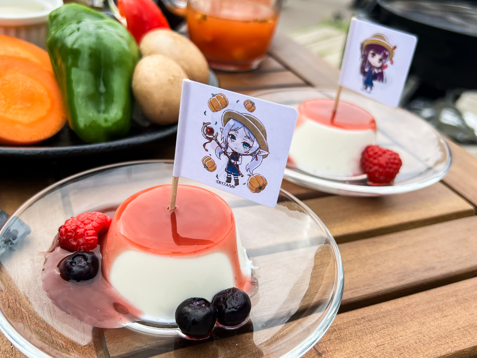 完成したメルクーアプリン。フラッグを立てれば、作中のあのプリンになる
