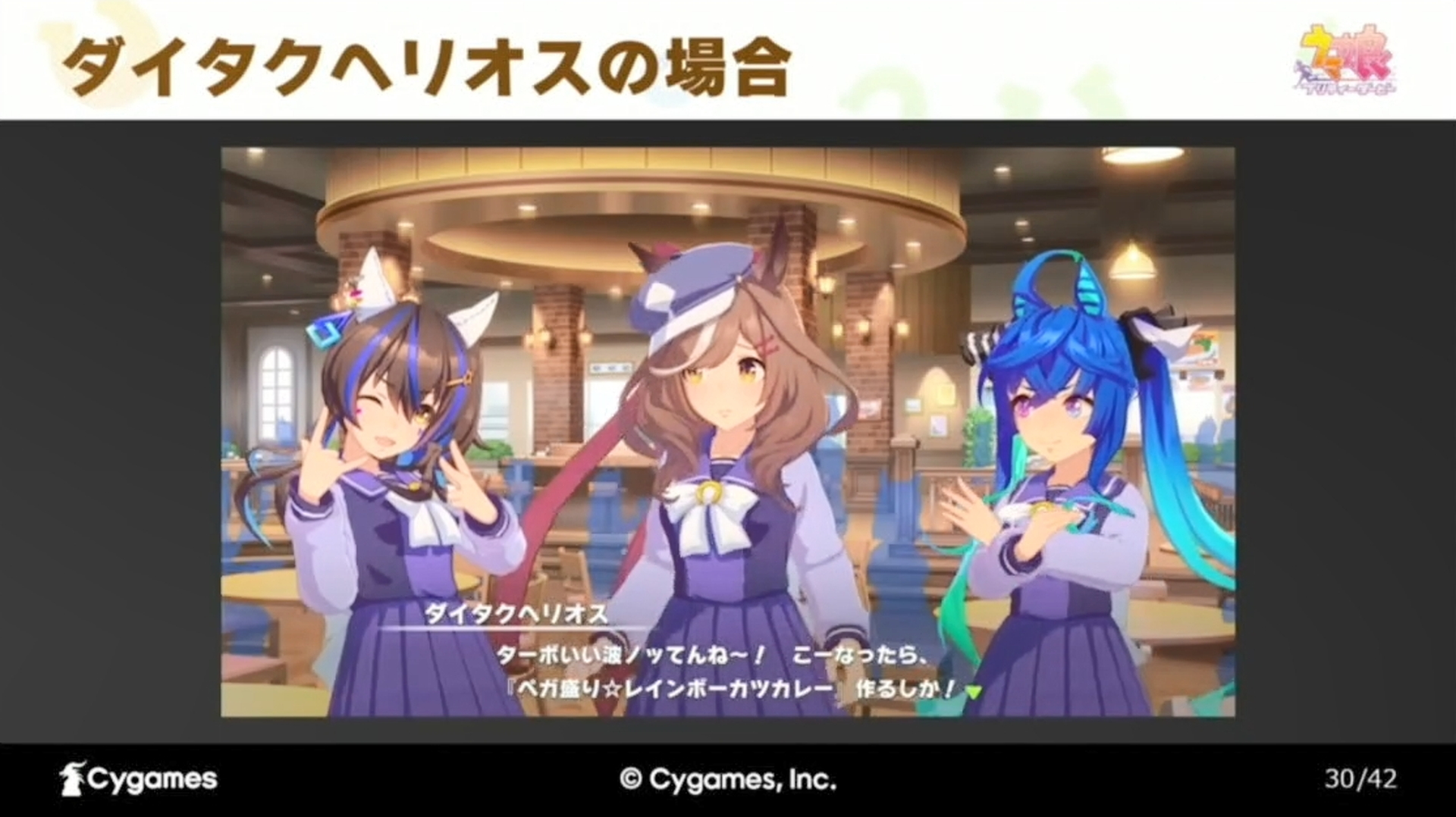 「ダイタクヘリオス」のゲーム内のセリフの例