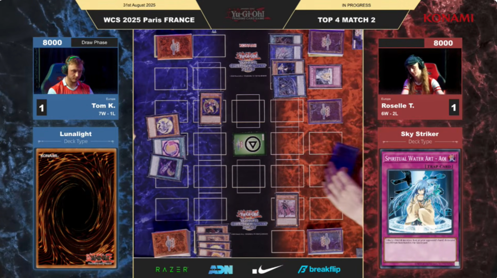 「WCS2025 パリ」にてサイドデッキから投入された「水霊術－「葵」」が活躍するワンシーン