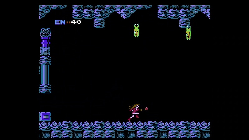 クリア後のパスワードを使うことで、レオタード姿のサムスでプレイできる（「ニンテンドークラシックミニ ファミリーコンピュータ」の北米版「NES Classic Edition」収録版で撮影）