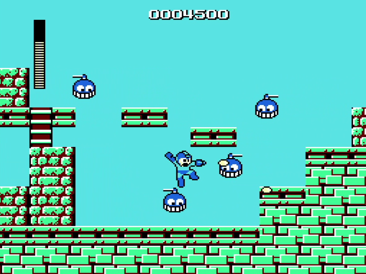 ファミコンタイトルは1chのモノラル音源だった。画面は「ロックマン」