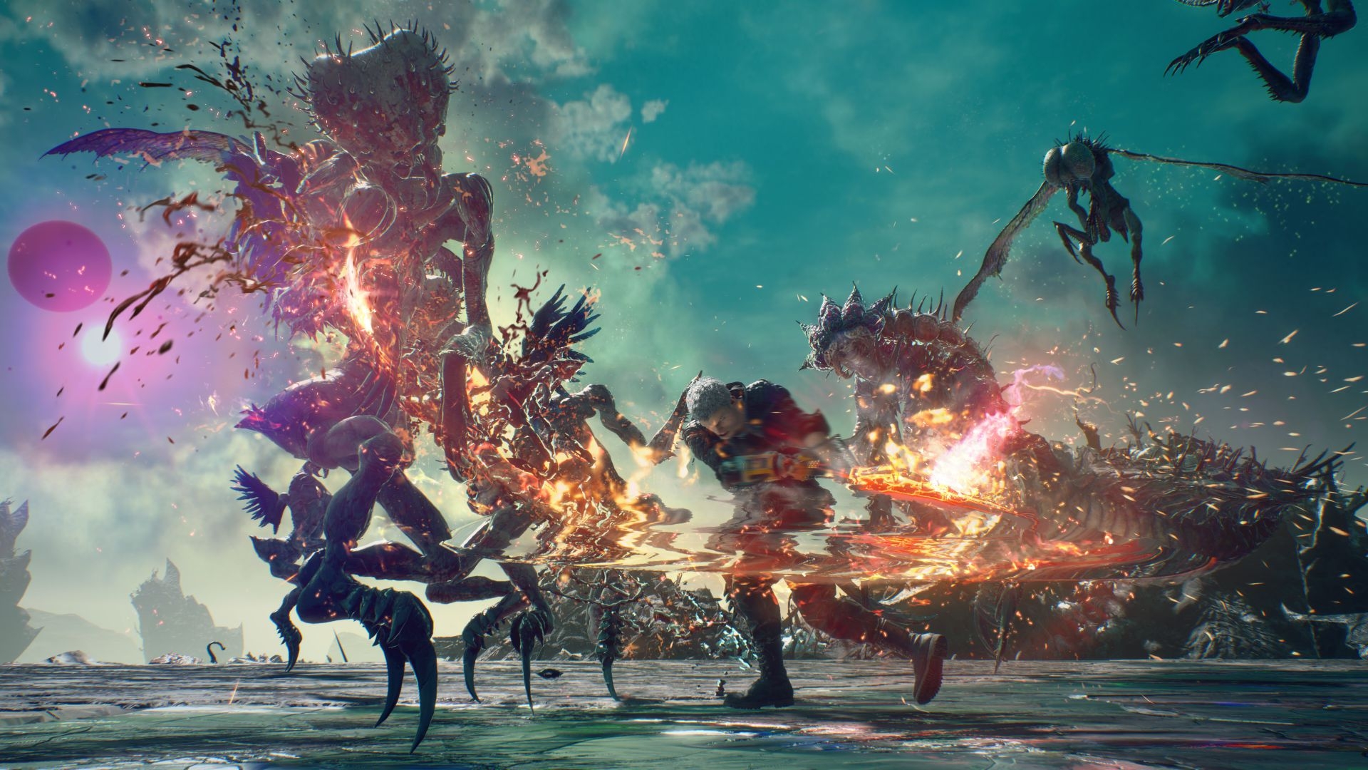7.1.4chの3Dオーディオは、自分がゲームの中にいるかのようなリアルなサウンド。画面は「Devil May Cry 5」