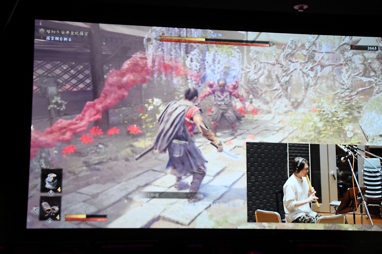 佐々木巌流戦の曲と羅掌願戦の曲を演奏者の映像付きで聴くことができた