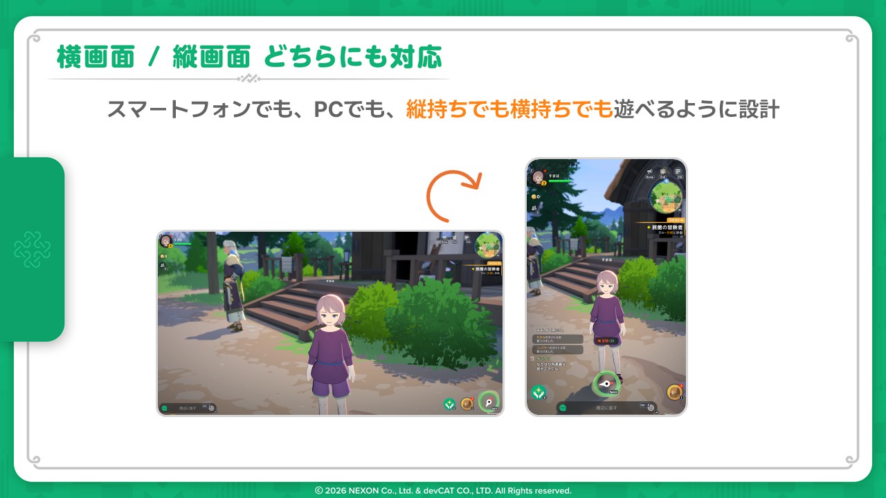 縦画面、横画面にスムーズに対応