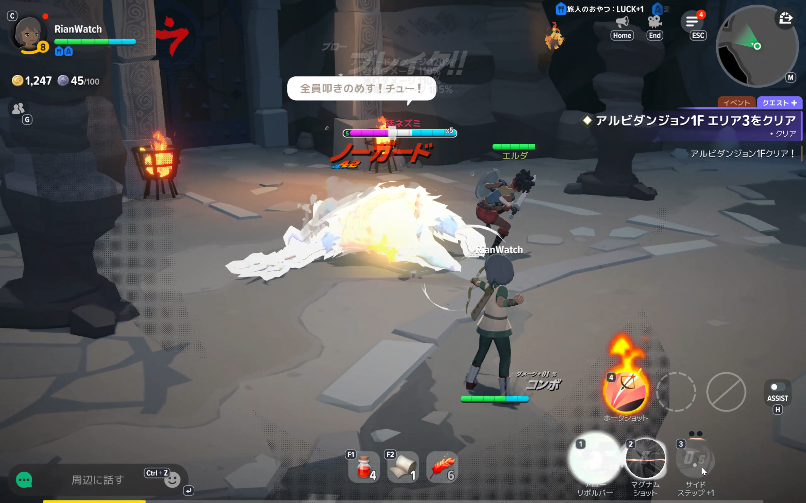 アルビダンジョン1Fのボスと戦う。今回のクライマックスだ