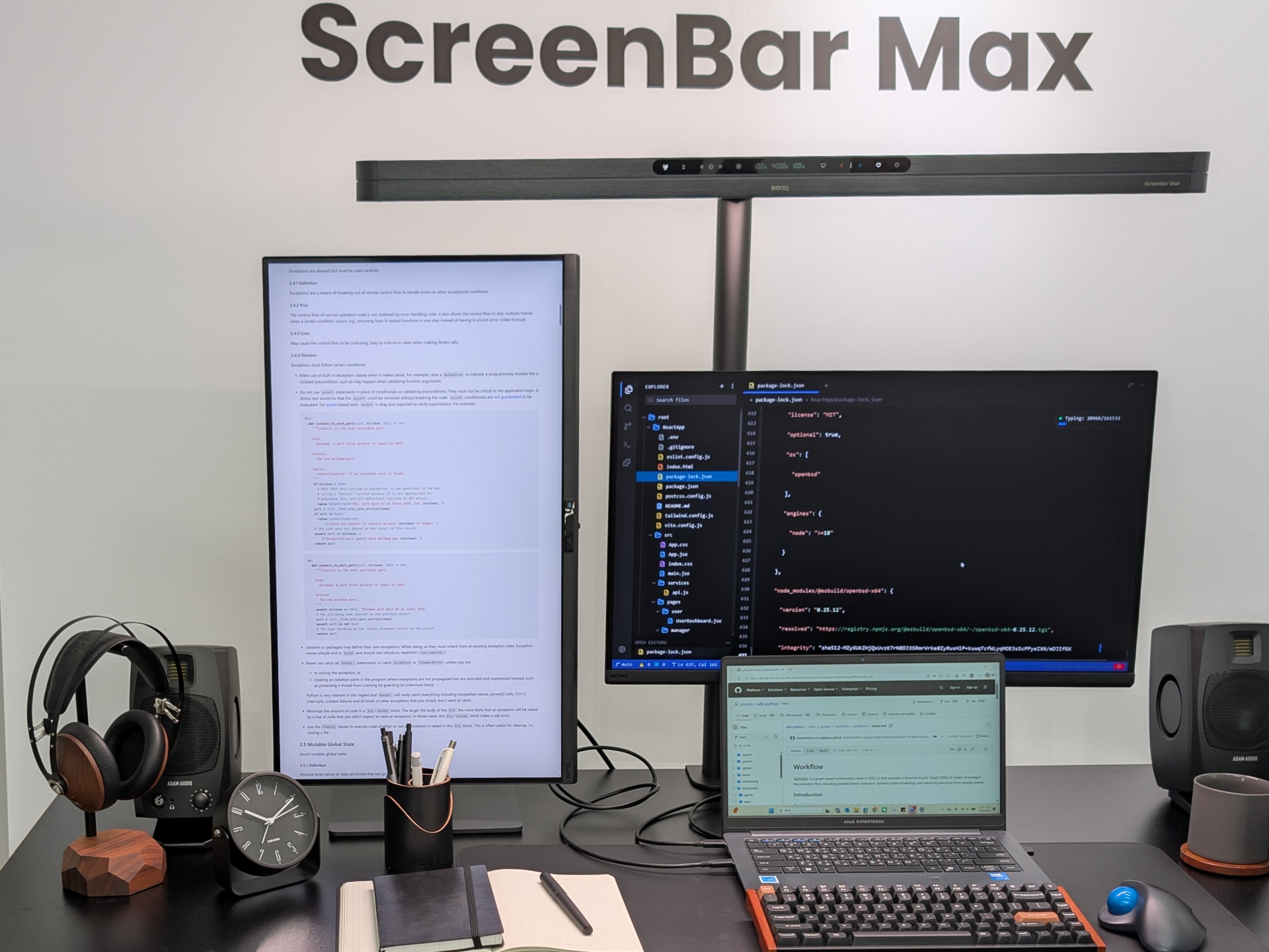 デュアルモニターに最適化されたBenQ「ScreenBar Max」