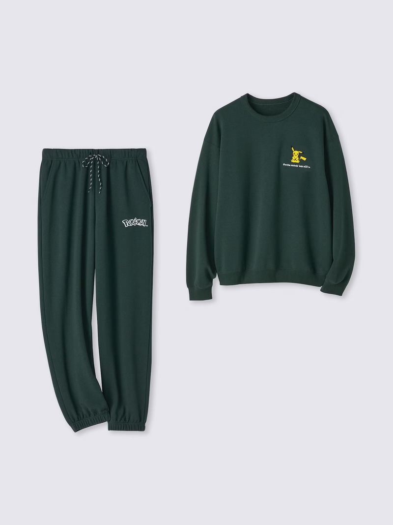 スウェットラウンジセット(長袖＆ロングパンツ) Pokémon カラー: 58 DARK GREEN 3,990円