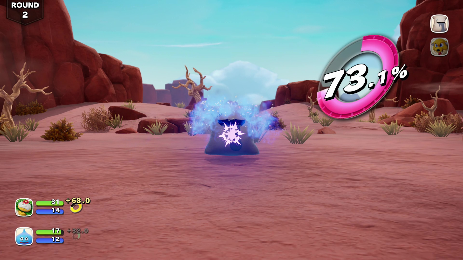 パーティ全員で行うスカウトアタック。表示されたゲージの数値が高いほど仲間になる確率が上がる。100％なら確定だ