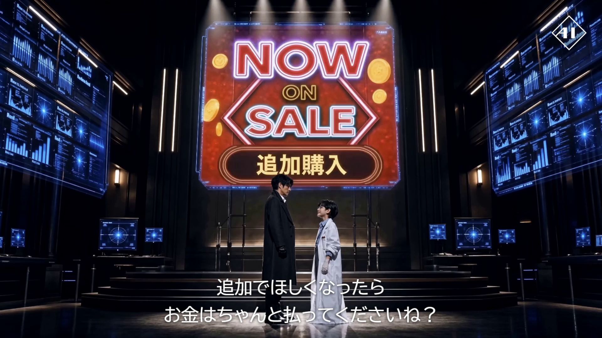 メタ的な表現で課金を進めるキャラクターもいた。今回プレイした範囲ではガチャはなく、狙ったシキガミを確実に入手できる