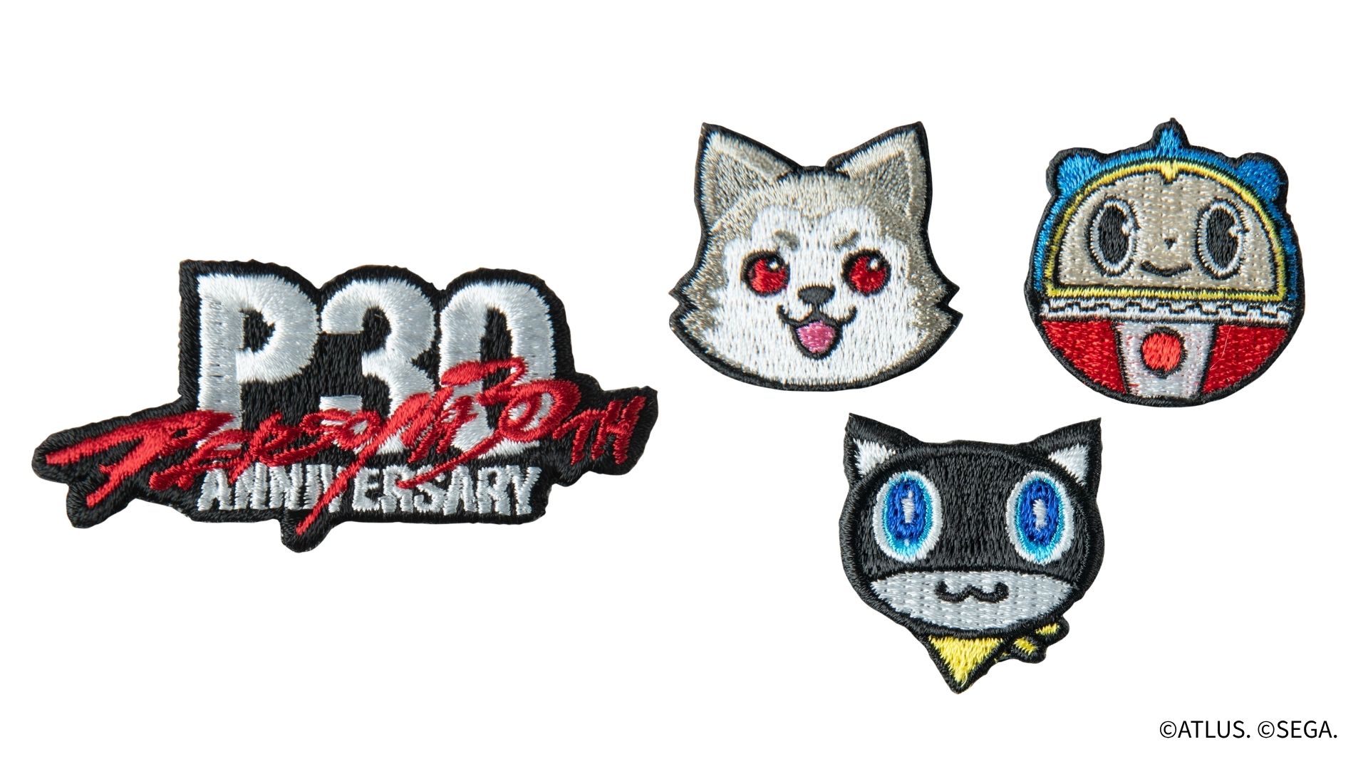 （左）「ペルソナ30th 刺繍ステッカー ロゴ」、（右）「マスコットキャラアイコンセット」