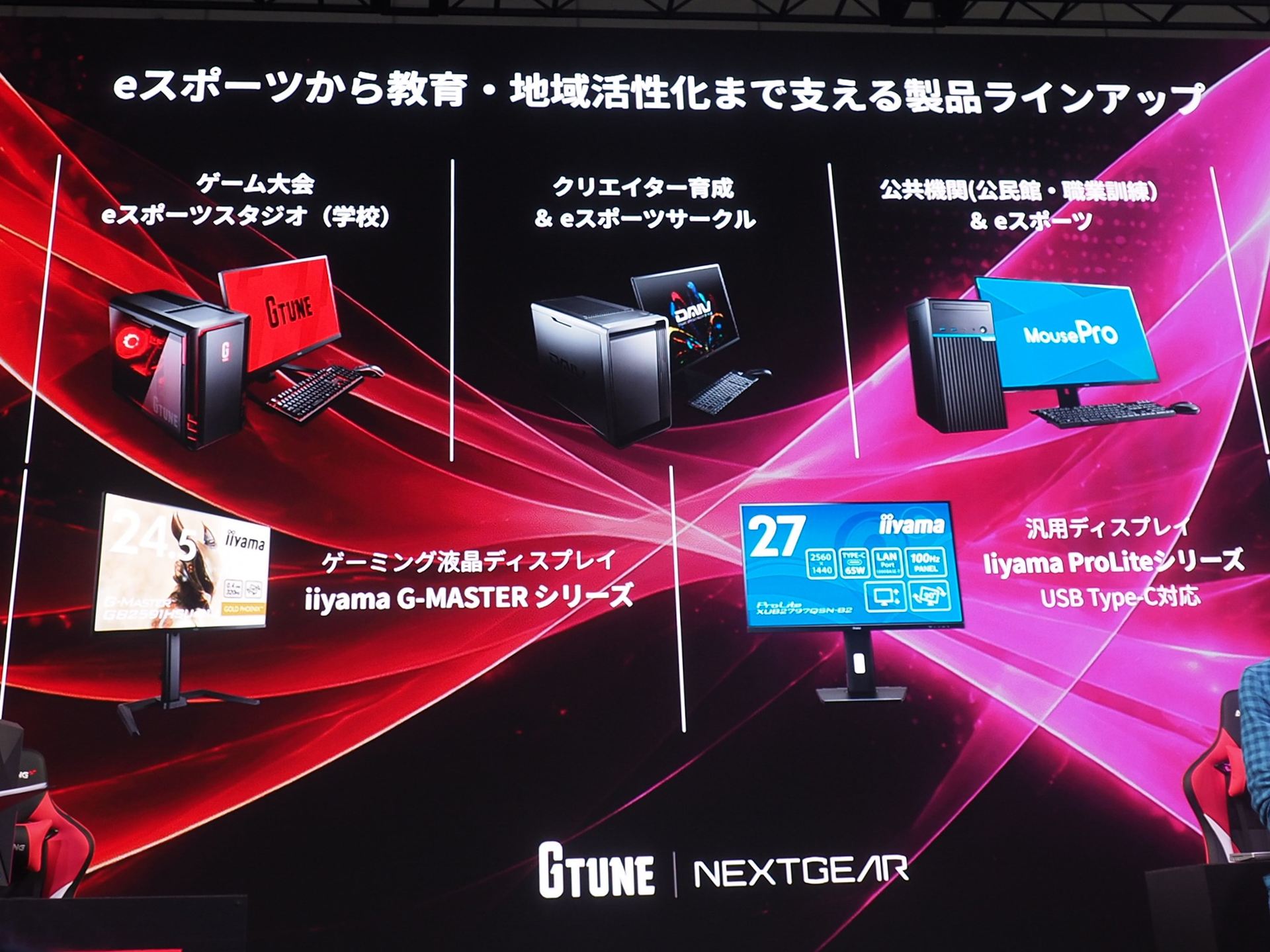 G TUNE/NEXTGEARは、eスポーツから教育・地域活性化まで支える幅広い製品ラインアップを誇る