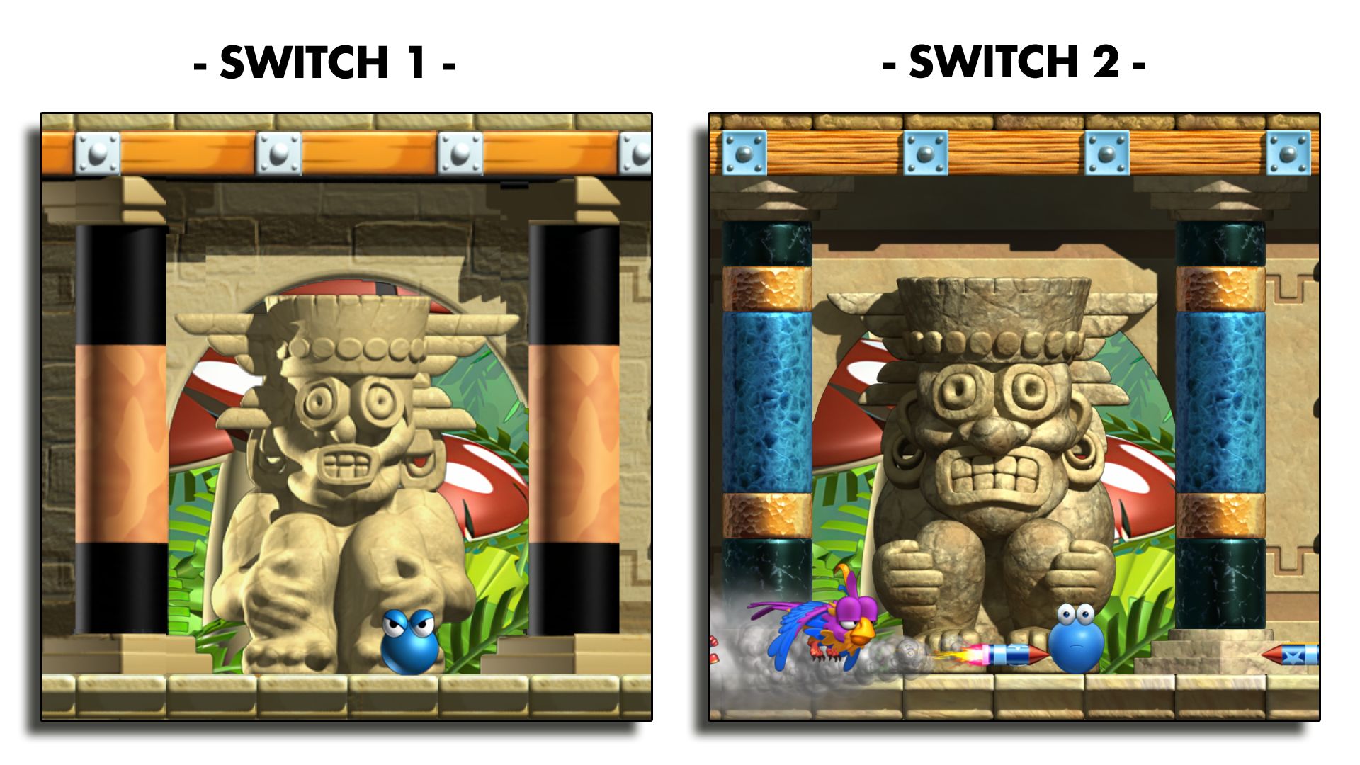 Nintendo Switch版の過去作とNintendo Switch 2(本作)の比較。表現力には大きな差があるという