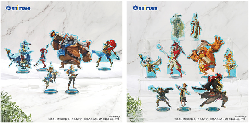 オーロラアクリルスタンド（左：『ゼルダの伝説 ブレス オブ ザ ワイルド』 右：『ゼルダの伝説 ティアーズ オブ ザ キングダム』） 各2,200円