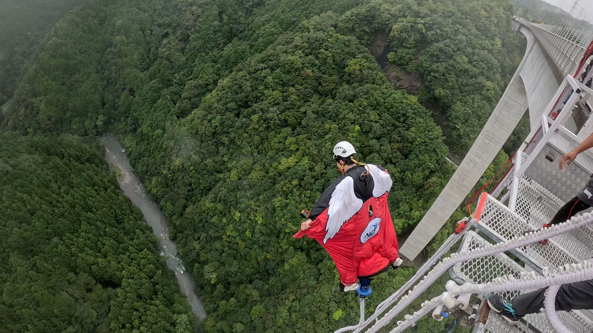 バンジーの215mの高さを改めて。洪氏はここを飛んだわけだ