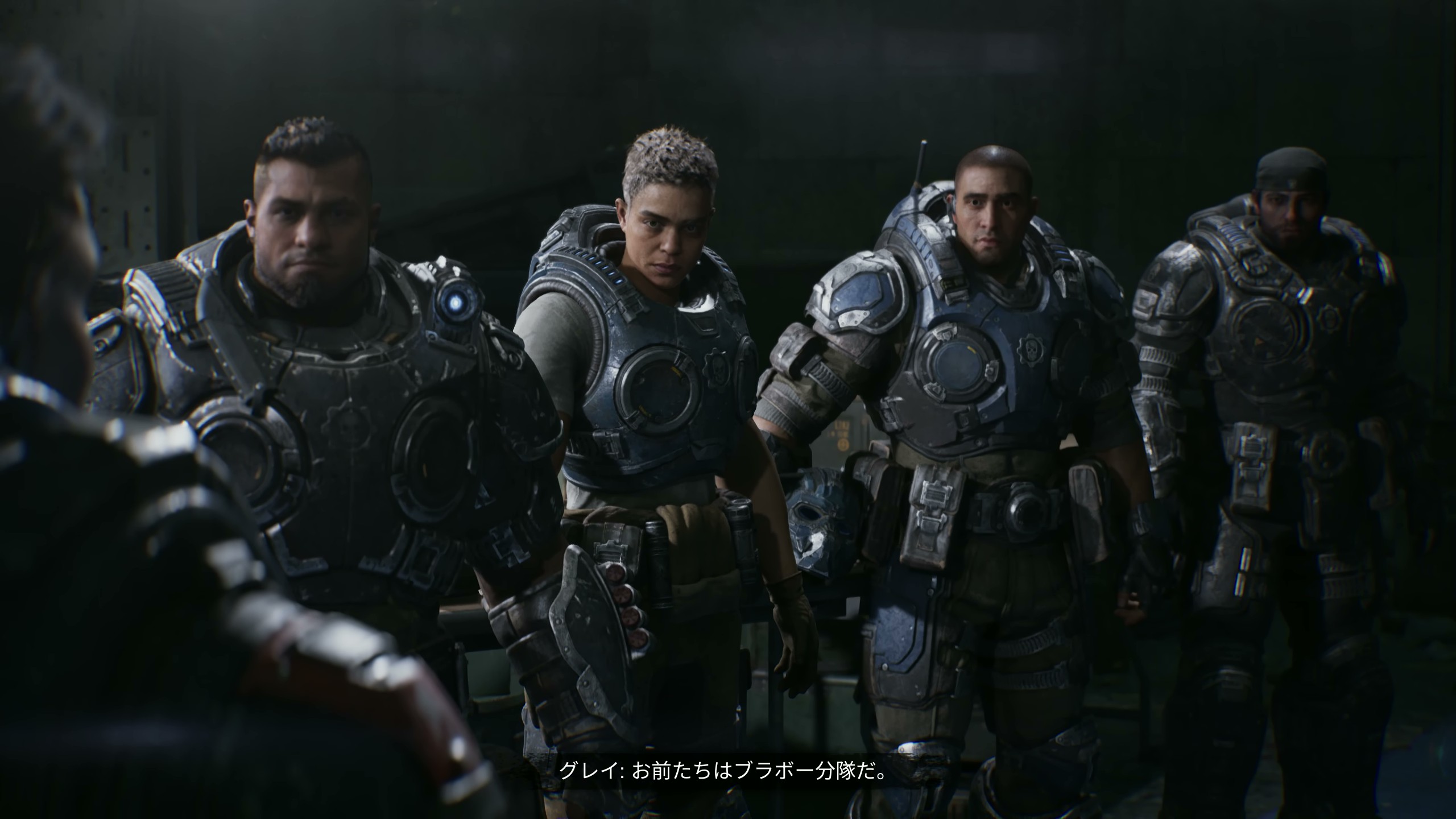 （左から）ドム、元軍人のマグス、士官候補生のルーカス、マーカスが所属する「ブラボー分隊」。ブラボー分隊の活躍を描くストーリーが展開される