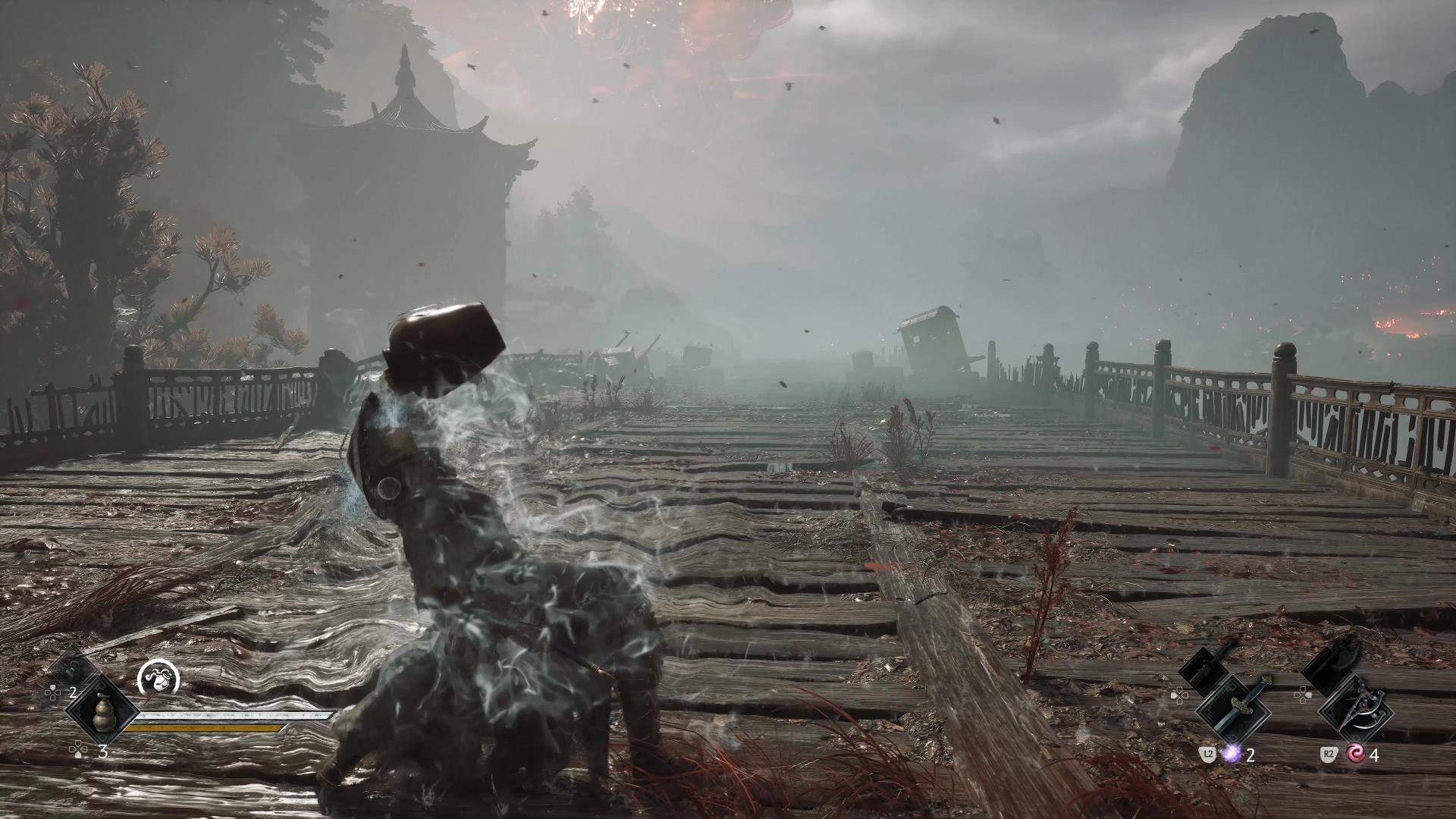 「The Fanatic’s Broken Blade」のアクション。酔っ払って飛ぶ剣を振るえる