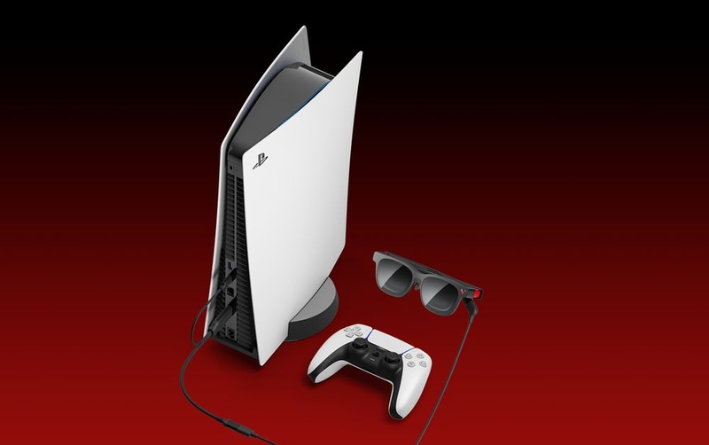 PS5とVITURE XRグラスの接続イメージ。 ※PS5・コントローラー・XRグラスは本製品に含まれません