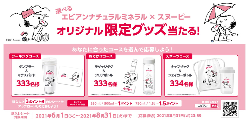 エビアン ナチュラルミネラル×スヌーピーキャンペーン