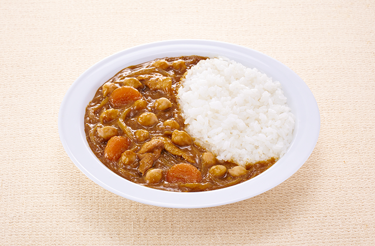 調理例（ガルバンゾのカレー）