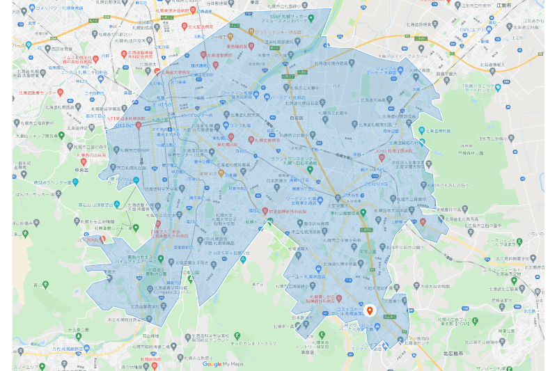 「コストコ札幌倉庫店」配達エリア