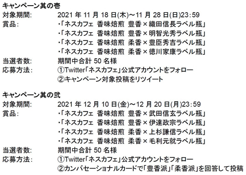 当選者限定　信長の野望　新生　ネスレ　コラボラベル 広報スタッフ】 ネスカフェ #香味焙煎 と #信長の野望 #新生 がコラボ