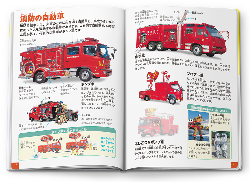 ミニ図鑑「乗りもの／はたらく自動車➁クイズつき」中