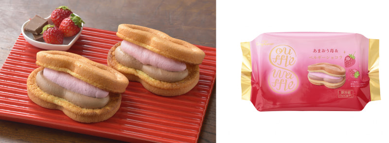 「スフレワッフル（あまおう苺＆ベルギーショコラ）」（194円）