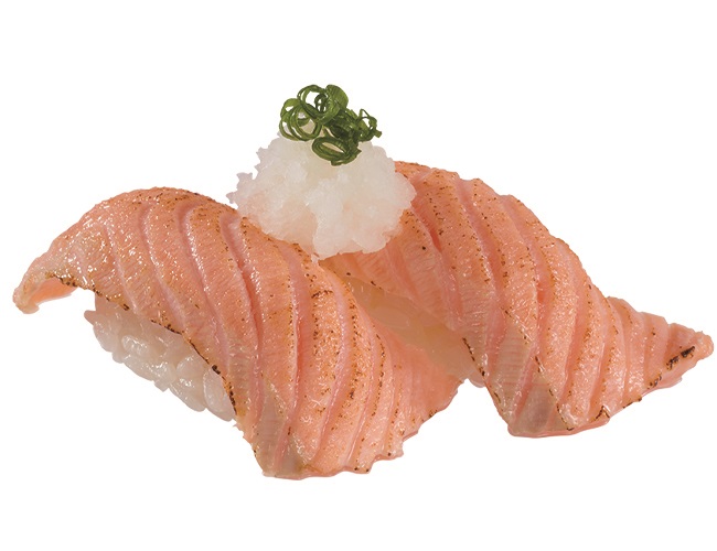 「生キングとろサーモン塩炙り」（451円）