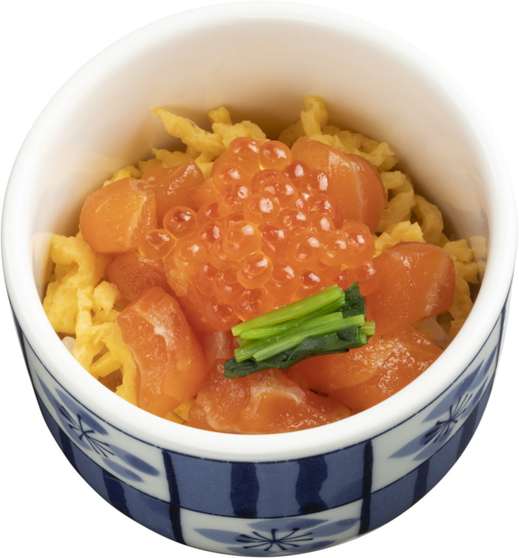 「いくらと漬け生サーモンのあたたか寿司」（264円）