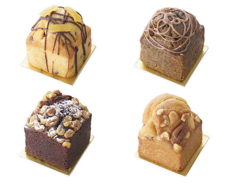 キューブケック（左から順にシトロン/ダージリン/ショコララムレザン/エラブル）