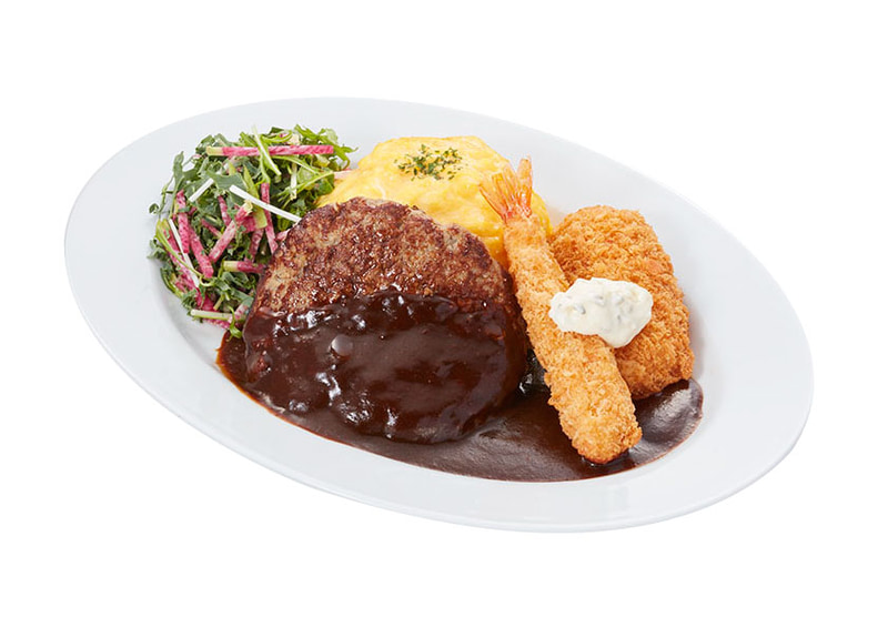 「黒毛和牛ハンバーグのオムライスコンボ」（1529円）