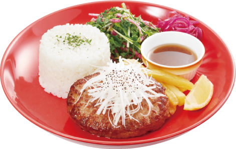 「山盛り白髪ねぎの手ごねハンバーグプレート」（968円）