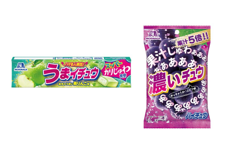 左から「うまイチュウ＜青りんご味＞」「濃いチュウ＜ぶどう＞」