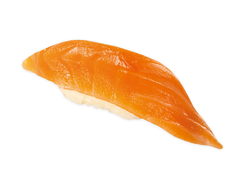 「特大切り とろサーモン（一貫）」（110円）