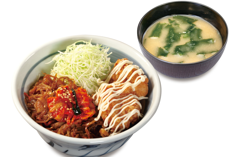 松のや 松乃家 ビビン唐揚げ丼 発売 松屋の人気メニュー 豚ビビン丼 とコラボ グルメ Watch
